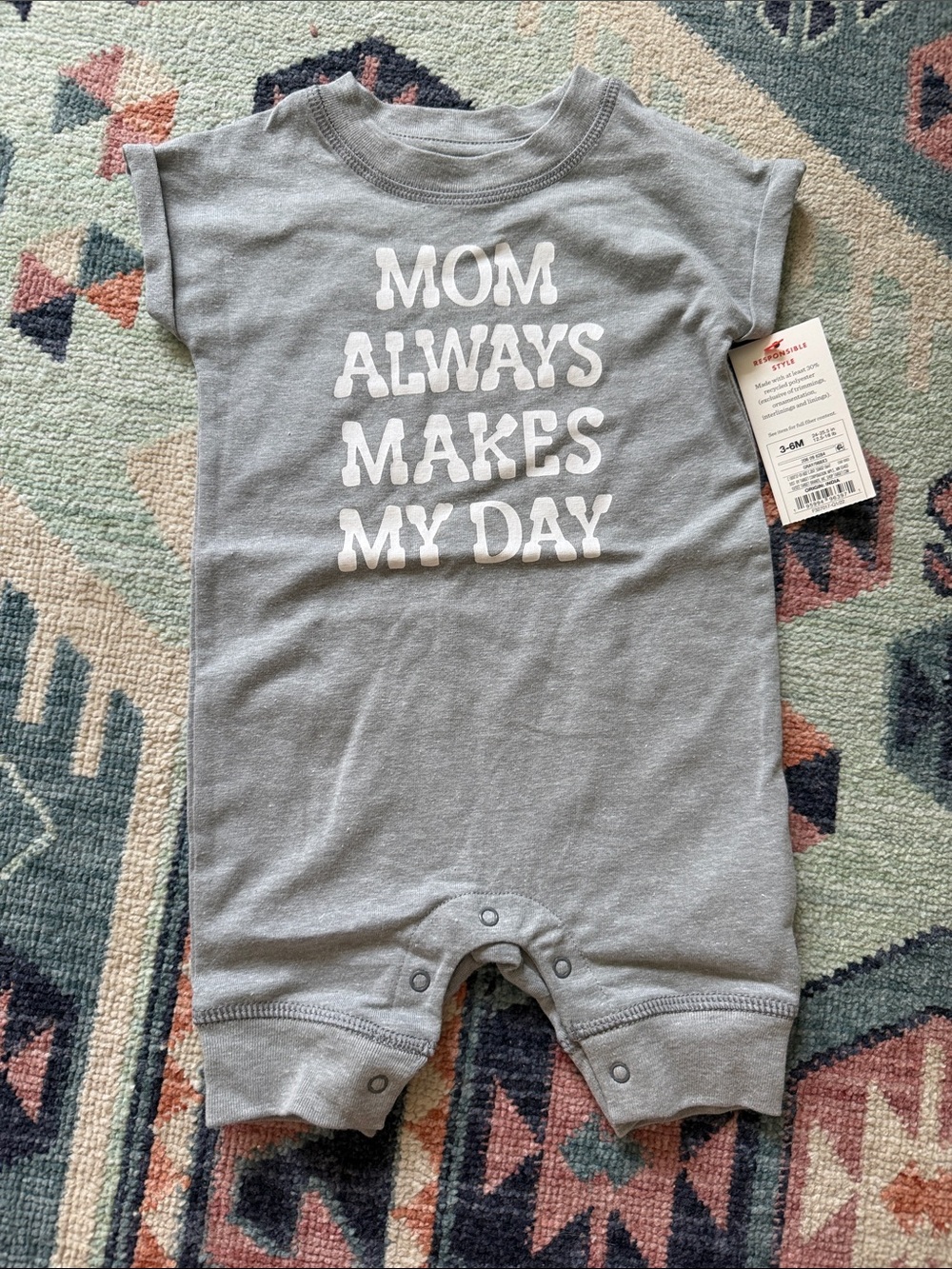 Target Gray Short-Sleeve Baby One-Piece Bodysuit with White Text